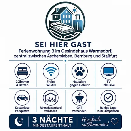 Apartment Sei Hier Gast - 3 Im Gesindehaus Warmsdorf, Zentral Zwischen Aschersleben, Bernburg Und Stassfurt